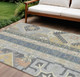 9' X 12' Silver Beige And Gold Aztec Washable Indoor Outdoor Area Rug
