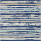 9' X 12' Navy Blue Beige And Ivory Striped Washable Indoor Outdoor Area Rug