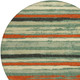 8' Sage Black And Red Round Striped Washable Indoor Outdoor Area Rug