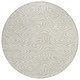8' Beige And Linen Round Abstract Washable Indoor Outdoor Area Rug