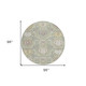 8' Artichoke Green Brown And Ivory Round Damask Washable Indoor Outdoor Area Rug