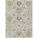 9' X 12' Beige Brown And Green Damask Washable Indoor Outdoor Area Rug