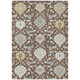 9' X 12' Brown Gray And Ivory Damask Washable Indoor Outdoor Area Rug
