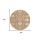 8' Copper Ivory And Gray Round Damask Washable Indoor Outdoor Area Rug