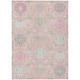 5' X 8' Pink Ivory And Gray Damask Washable Indoor Outdoor Area Rug