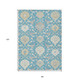 8' X 10' Teal Blue Gray And Ivory Damask Washable Indoor Outdoor Area Rug