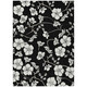 10' X 14' Black Ivory And Gray Floral Washable Indoor Outdoor Area Rug