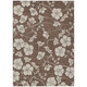 3' X 5' Brown And Beige Floral Washable Indoor Outdoor Area Rug
