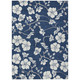 8' X 10' Navy Blue And Ivory Floral Washable Indoor Outdoor Area Rug