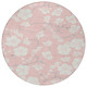 8' Pink Ivory And Gray Round Floral Washable Indoor Outdoor Area Rug