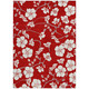 9' X 12' Red Ivory And Gray Floral Washable Indoor Outdoor Area Rug