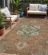 5' X 8' Rust Green And Brown Oriental Washable Indoor Outdoor Area Rug