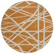 8' Copper And Beige Round Geometric Washable Indoor Outdoor Area Rug