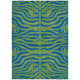 3' X 5' Green And Teal Blue Animal Print Washable Indoor Outdoor Area Rug