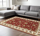 5' X 8' Red and Ivory Oriental Power Loom Area Rug