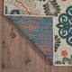 8' X 10' Blue And Gray Damask Indoor Outdoor Area Rug