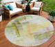 8' Green Yellow And Purple Round Abstract Washable Indoor Outdoor Area Rug