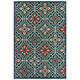 5' X 7' Blue And Orange Moroccan Indoor Outdoor Area Rug