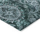 10' X 14' Teal Blue And Dark Green Floral Medallion Washable Indoor Outdoor Area Rug