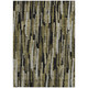 9' X 12' Brown Black And Green Striped Washable Indoor Outdoor Area Rug