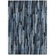 5' X 8' Blue Black And Gray Striped Washable Indoor Outdoor Area Rug
