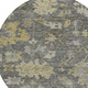 8' Gray And Charcoal Round Floral Washable Indoor Outdoor Area Rug