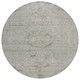 8' Pewter And Beige Round Floral Washable Indoor Outdoor Area Rug