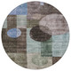 8' Brown Blue And Green Round Geometric Washable Indoor Outdoor Area Rug