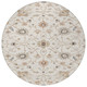 8' Ivory Brown And Coral Round Floral Washable Indoor Outdoor Area Rug