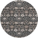 8' Black Brown And Beige Round Floral Washable Indoor Outdoor Area Rug