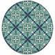 8' X 8' Blue And Green Round Indoor Outdoor Area Rug