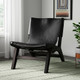32" Black Genuine Leather and Solid Wood Slipper Chair