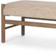 57" Beige and Brown Cotton and Solid Wood Upholstered Bench