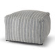 22" Blue and White Textural Stripe Cube Pouf Ottoman
