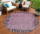 8' Pink Round Animal Print Washable Indoor Outdoor Area Rug