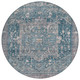 8' Blue Round Medallion Washable Indoor Outdoor Area Rug