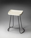 21" Off White and Black Manufactured Wood and Iron Backless Counter Height Bar Chair