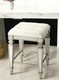 30" White and Gray Solid and Manufactured Wood Backless Counter Height Bar Chair