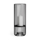 17" Black Abstract Metal And Glass Tabletop Hurricane Candle Holder