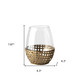 8" Gold Woven Metal And Glass Tabletop Hurricane Candle Holder