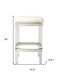 24" White and Clear Stainless Steel and Acrylic Backless Counter Height Bar Chair