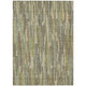 5' X 8' Artichoke Green And Ivory Striped Washable Indoor Outdoor Area Rug