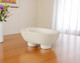 8" Cream Ceramic Oval Pedestal Centerpiece Bowl
