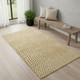 2' X 5' Gold And Beige Geometric Berber Washable Area Rug With UV Protection