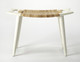 26" Natural and White Solid Wood Footstool