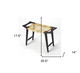 26" Black and Natural Solid Wood Footstool
