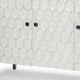 47" White and Gray Wood and Metal Carved Geometric Accent Cabinet With Three Doors