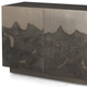30" Gray Distressed Metal Textured Door Accent Cabinet With Two Doors