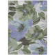 10' X 14' Olive Green And Fern Green Floral Washable Indoor Outdoor Area Rug
