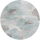 8' Blue And Sage Round Floral Washable Indoor Outdoor Area Rug
